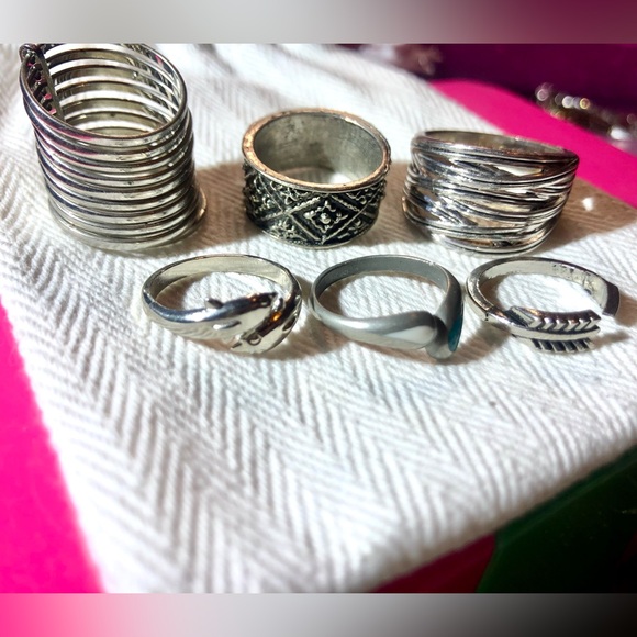 Silver Tone Ring Bundle with Intricate Designs - Picture 2 of 3